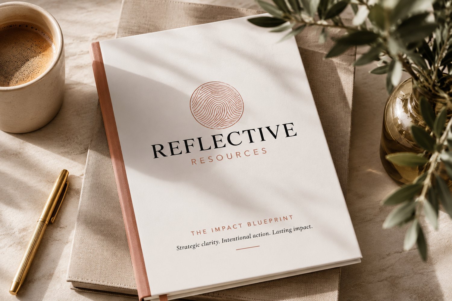 The Impact Blueprint book on a desk